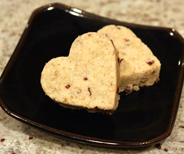 Dried Cranberry Shortbread Hearts